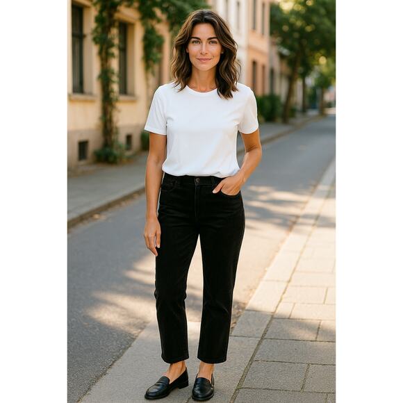 NEW Rebecca Taylor Velveteen Pants Black Velvet High Waisted Straight Leg Size 6 - Picture 1 of 10